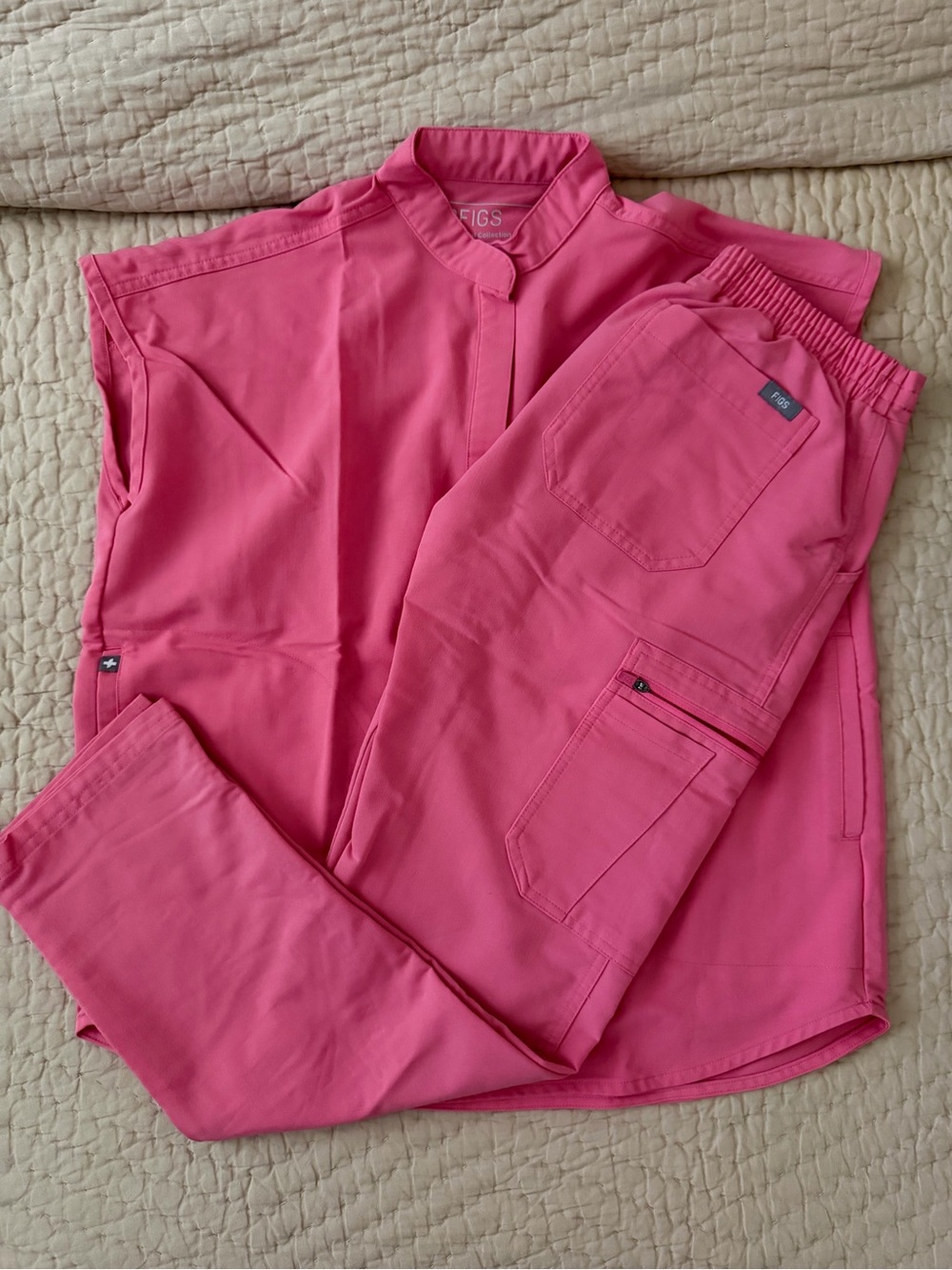 FIGS Pink Scrub Set - Bright Pink Top & Straight Pants